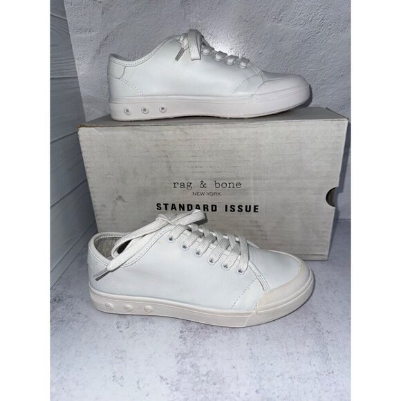 rag & bone Women's Sneakers White Leather Lace Up Size 35/ US 5 New In Box - Picture 3 of 9